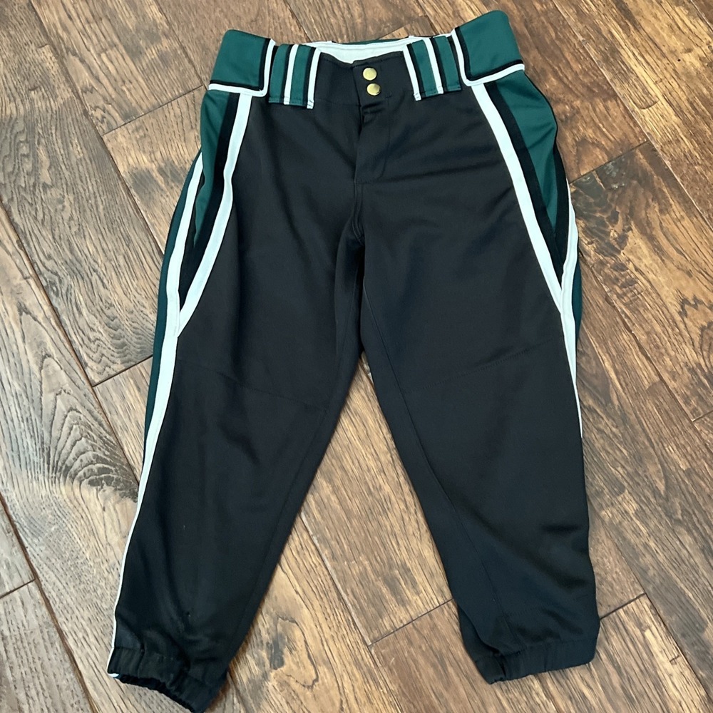 Boombah Softball Pants Women Size 28 Black Striped Athletic Cropped Baseball‎